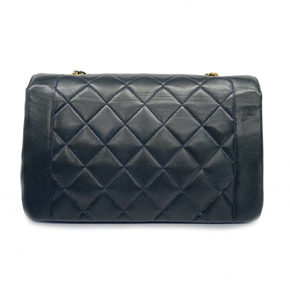 Chanel Shoulder Bag Diana Chain Lambskin Black Gold Hardware Women's - Picture 14 of 14